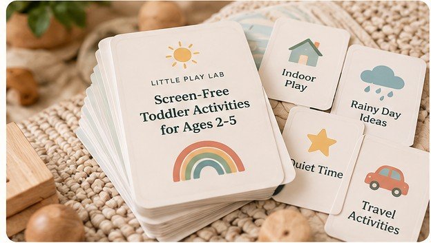 Preview of printable screen-free toddler activity cards